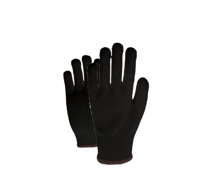 7G black polyester knit glov...